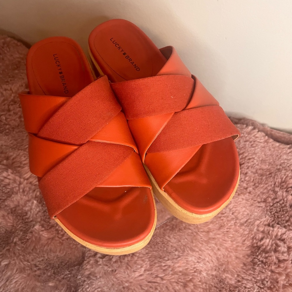 Lucky Brand Orange Crisscross Sandals